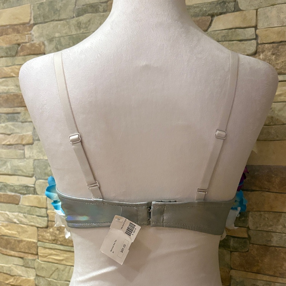 Mermaid 🧜♀️ Floral Embellished Bra Top with Rhinestones - Picture 4 of 10